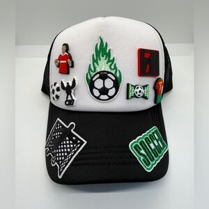 Kids Soccer Patch Cap - Black and White